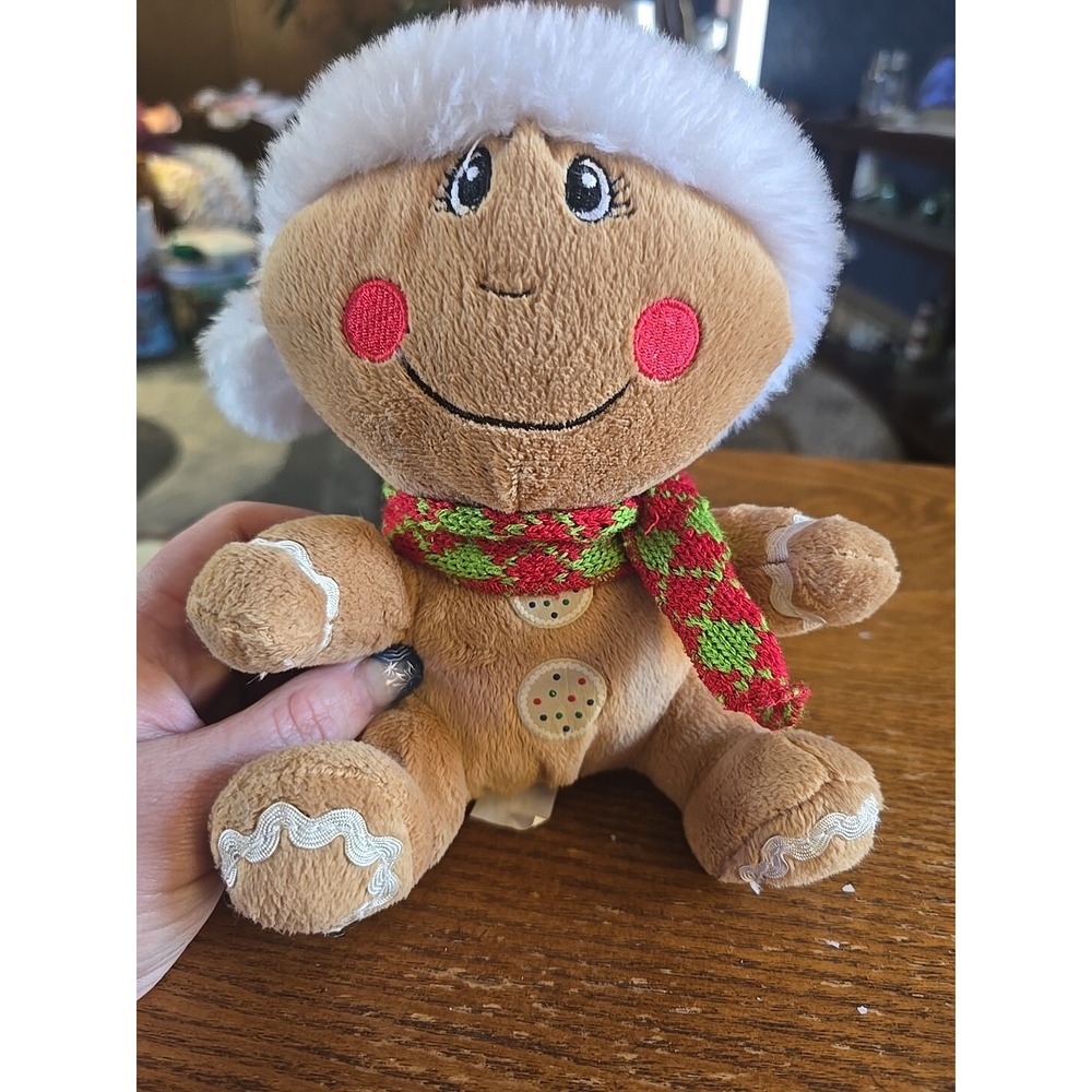 Gingerbread Boy Baby Christmas Holiday Red BrownWhite DanDee Plush 7" Toy‎ Lovey
